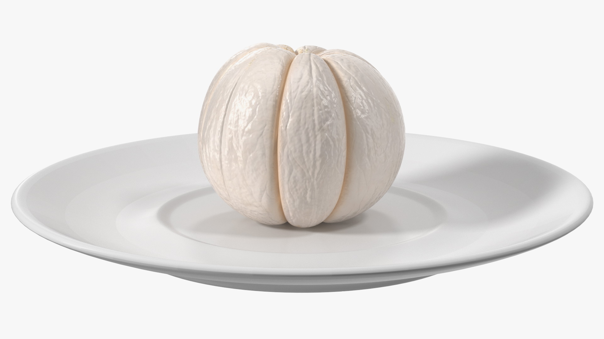 Peeled Mangosteen on White Plate 3D