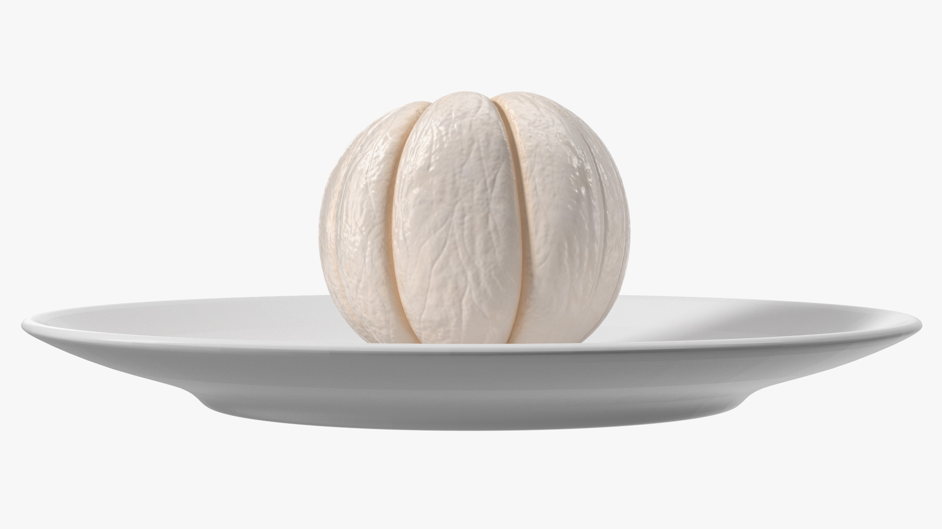 Peeled Mangosteen on White Plate 3D