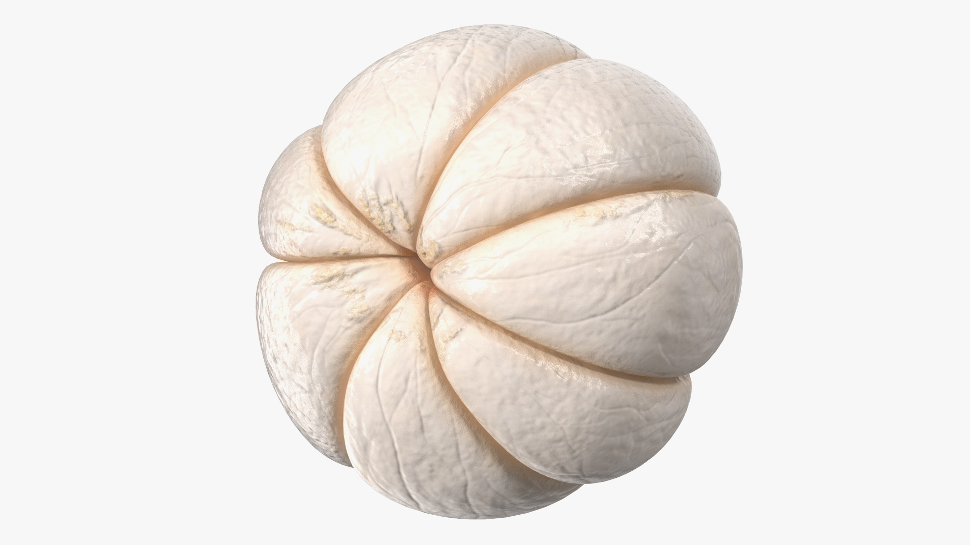 Peeled Mangosteen on White Plate 3D