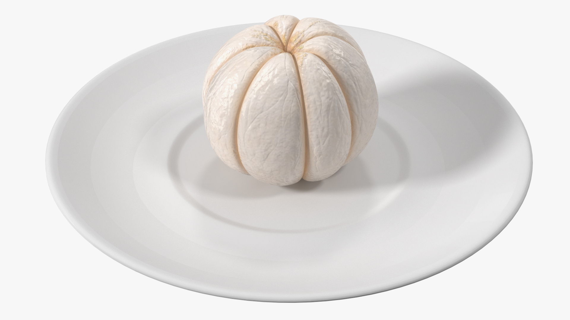 Peeled Mangosteen on White Plate 3D