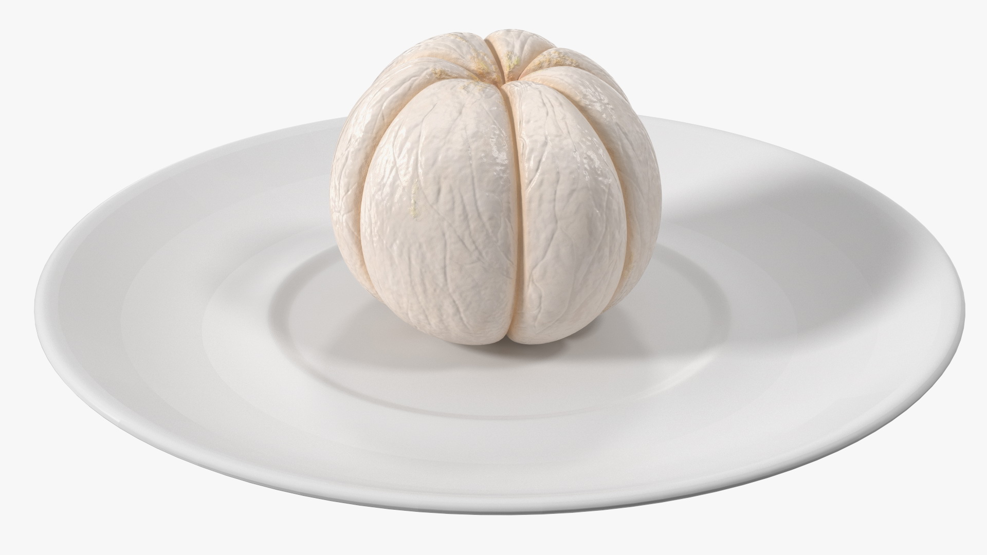 Peeled Mangosteen on White Plate 3D