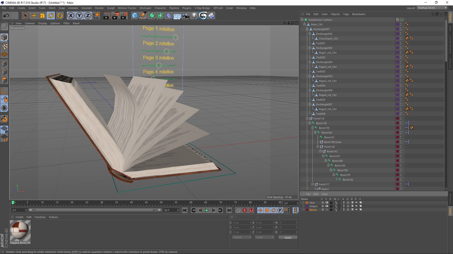 Hardcover Book Red English Text Rigged for Cinema 4D 3D
