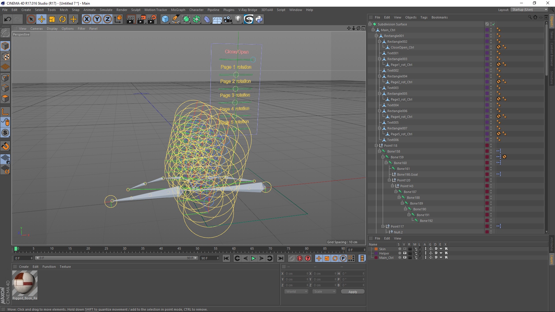 Hardcover Book Red English Text Rigged for Cinema 4D 3D