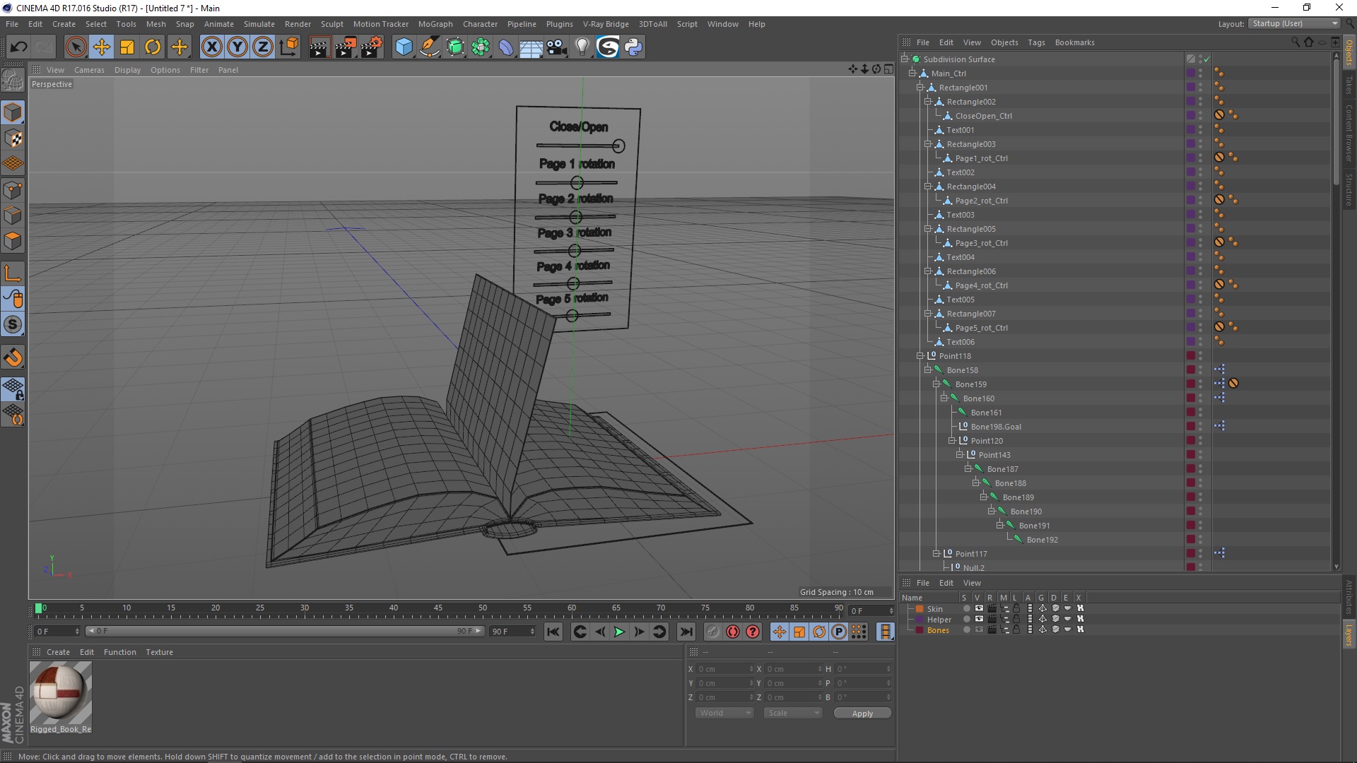 Hardcover Book Red English Text Rigged for Cinema 4D 3D