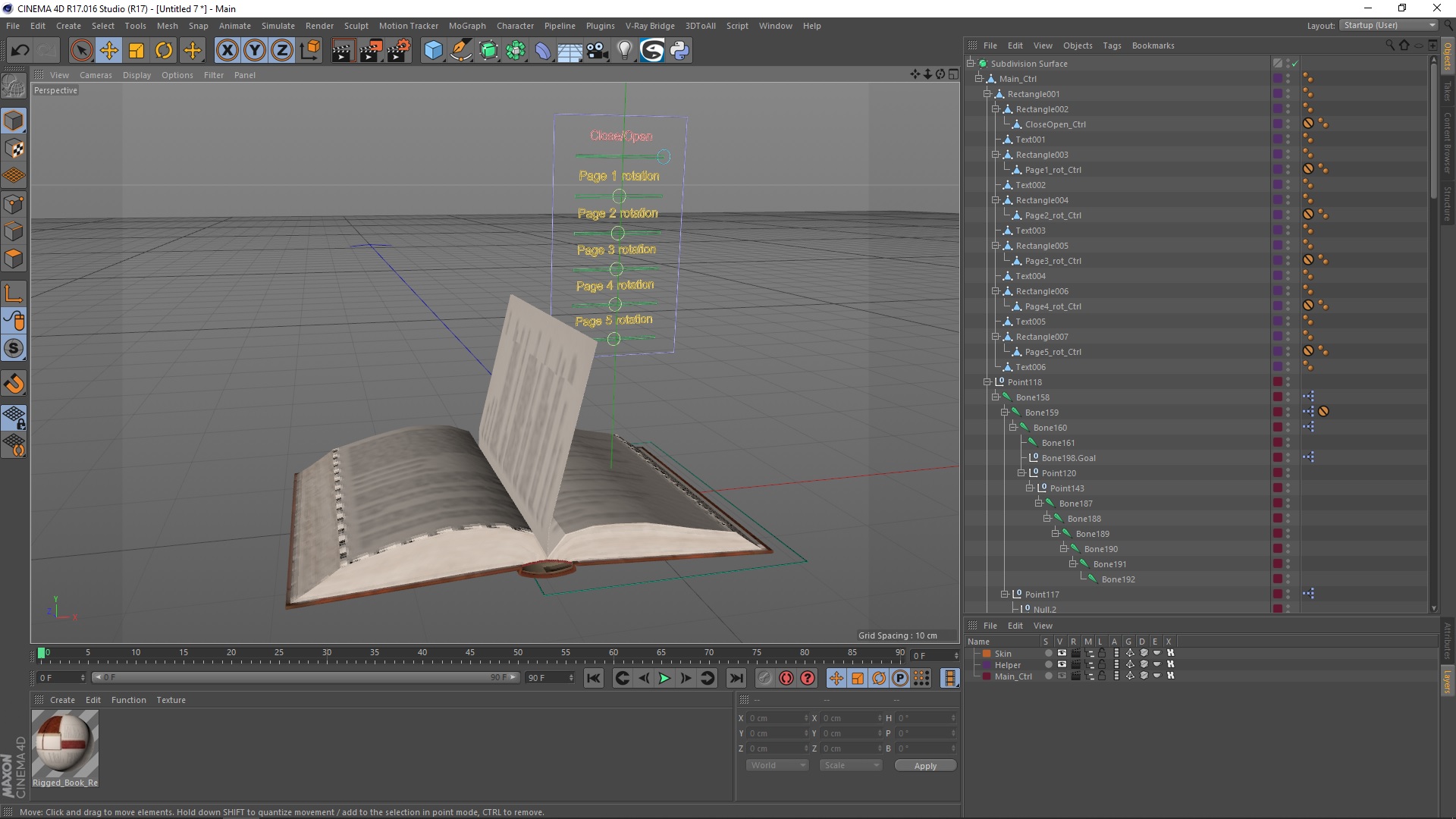 Hardcover Book Red English Text Rigged for Cinema 4D 3D