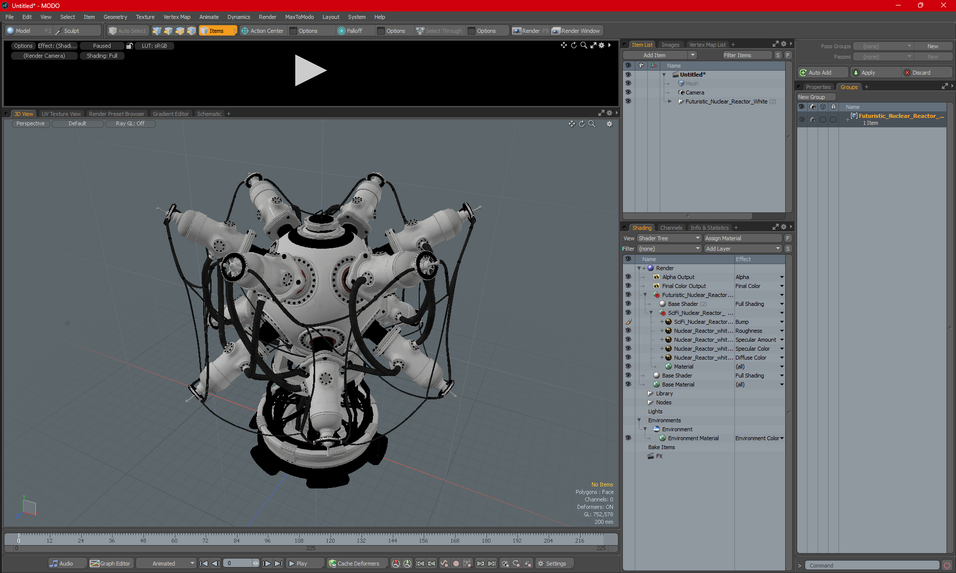 Futuristic Nuclear Reactor White 3D