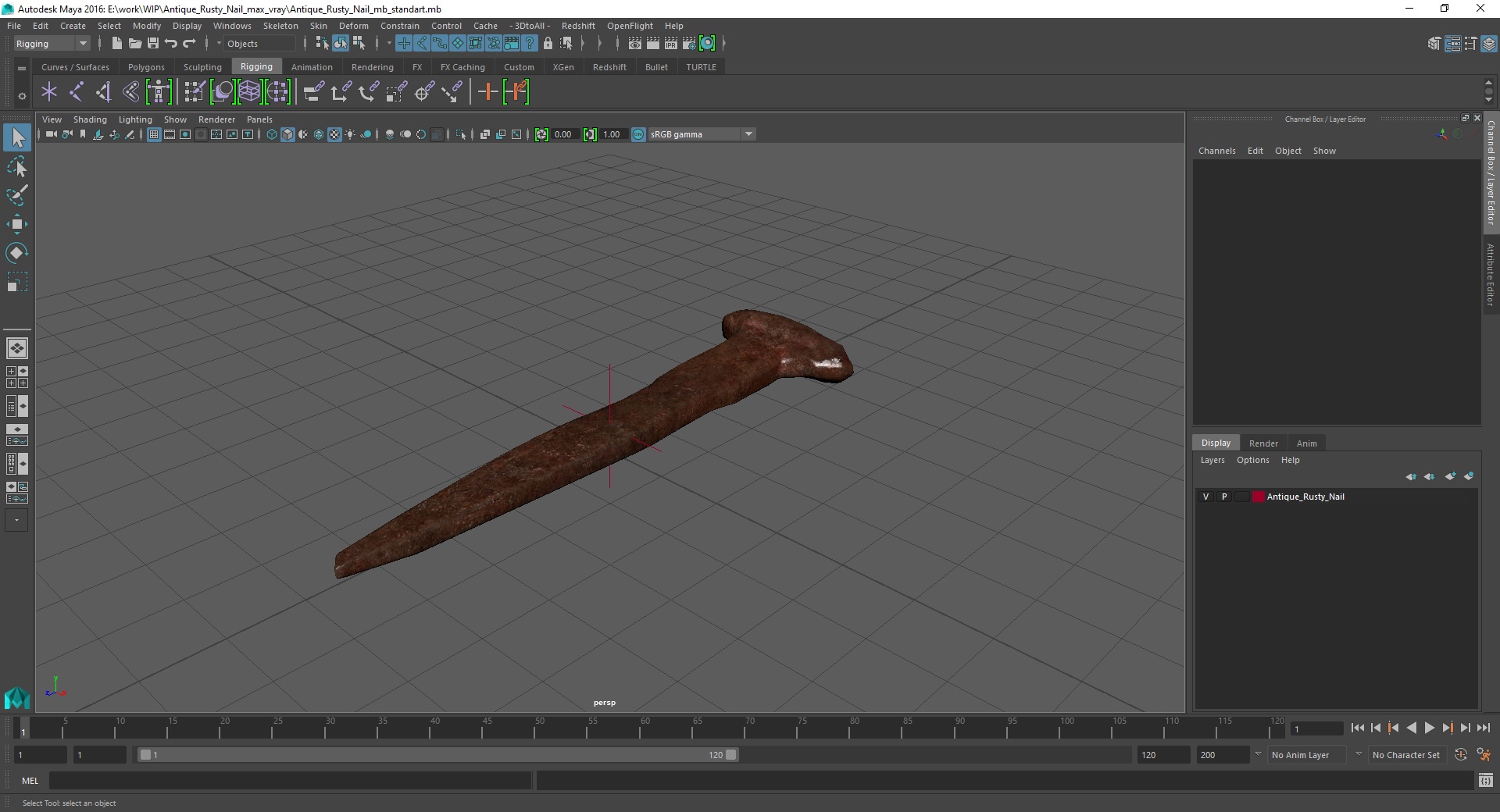 3D Antique Rusty Nail model