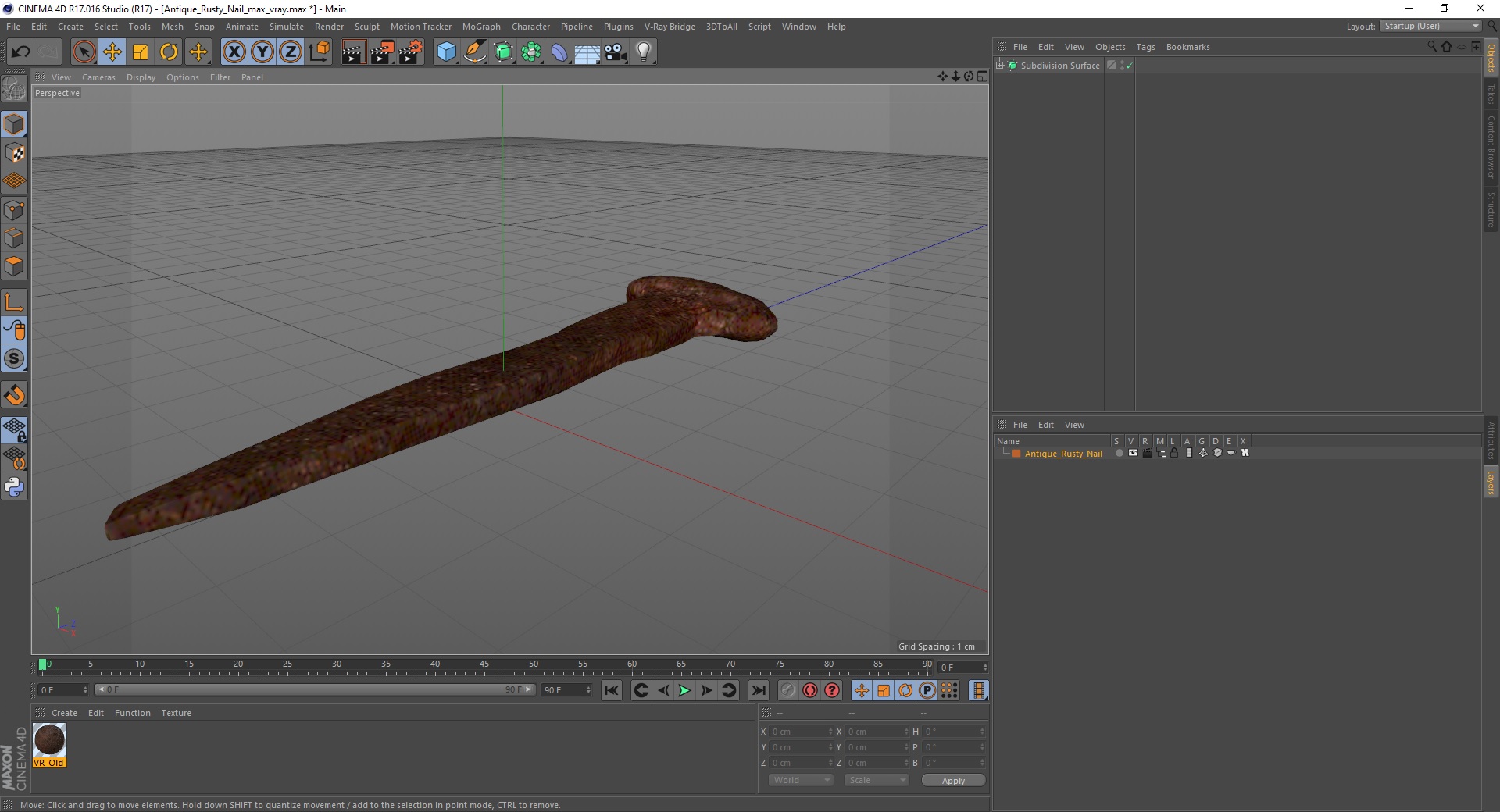 3D Antique Rusty Nail model