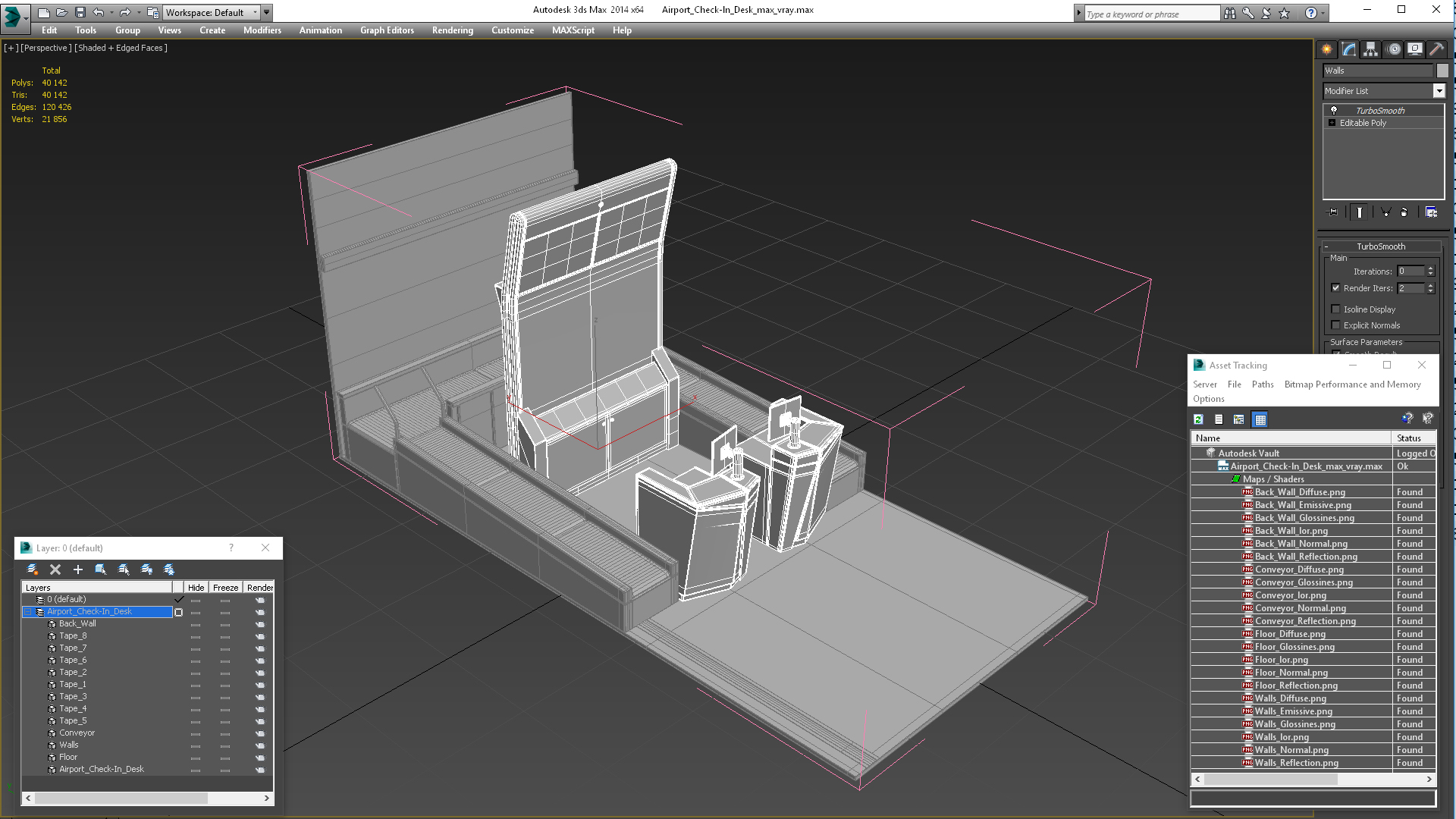 3D Airport Check-In Desk