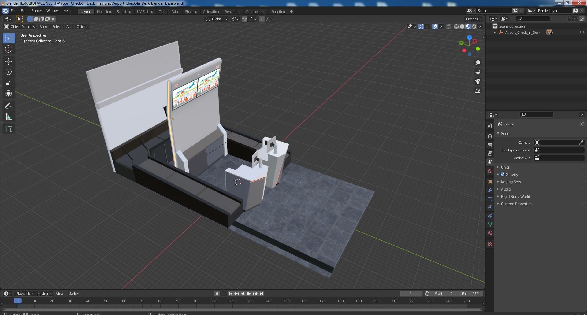 3D Airport Check-In Desk
