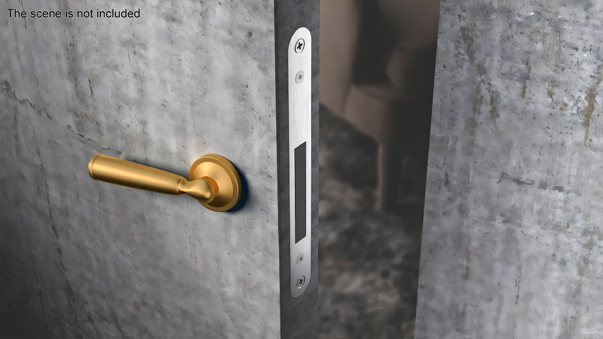 3D Door Handle Swivel Straight Round Gold model