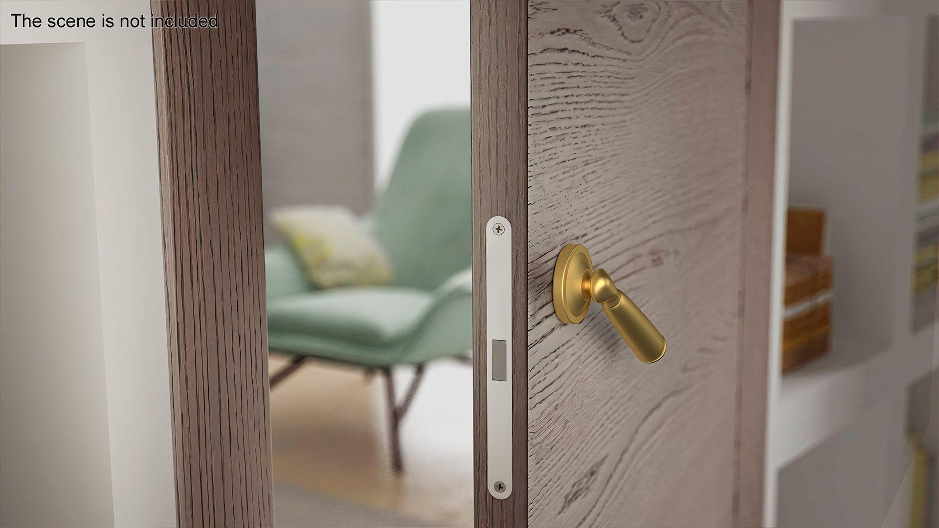3D Door Handle Swivel Straight Round Gold model