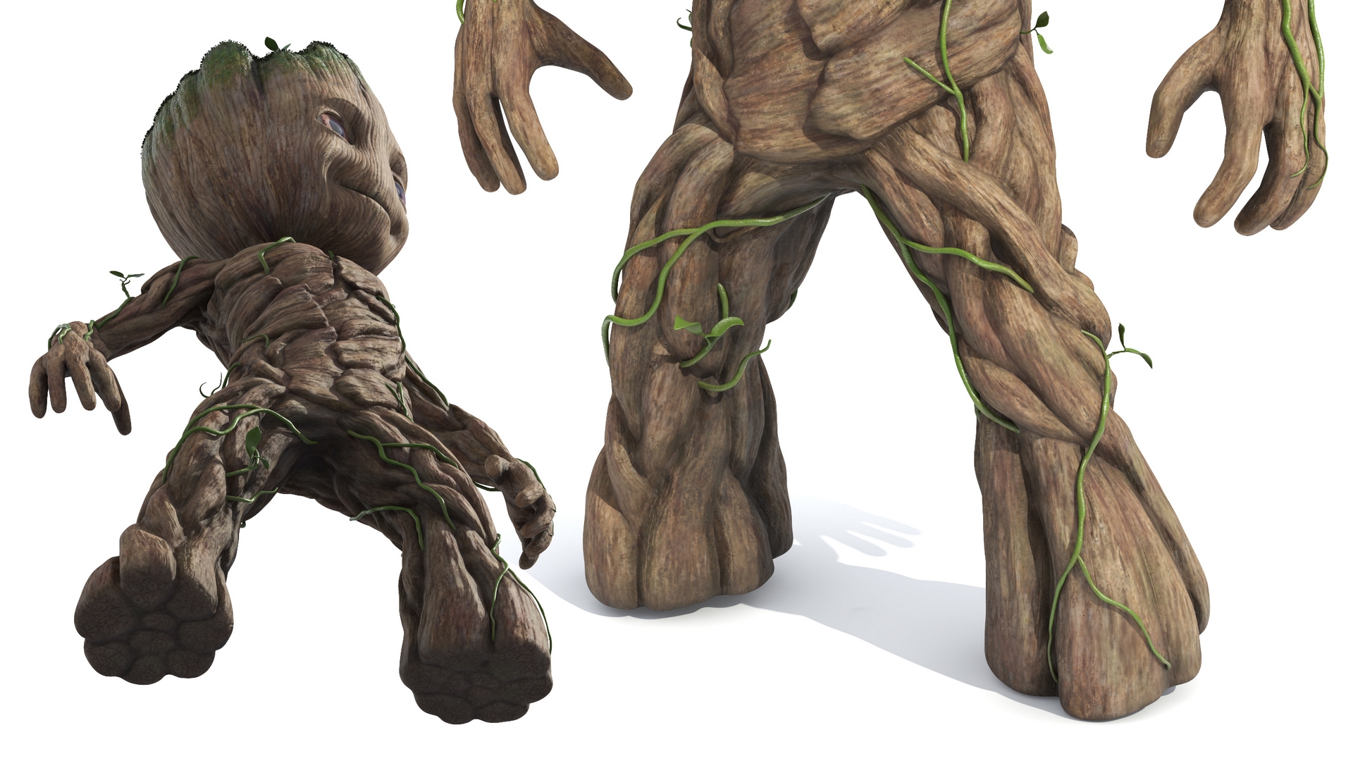 Little Groot Character in Standing Pose 3D model