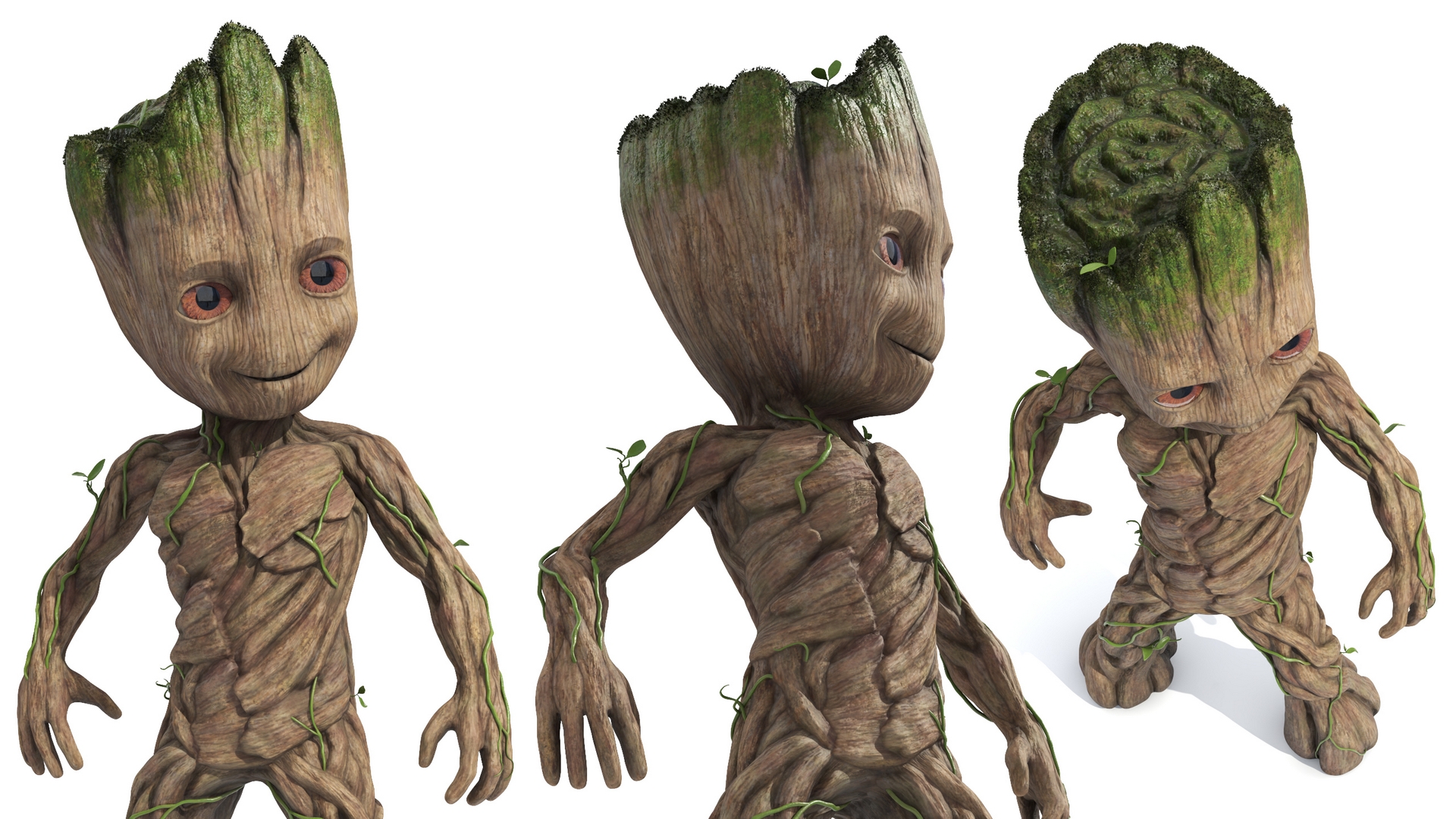 Little Groot Character in Standing Pose 3D model