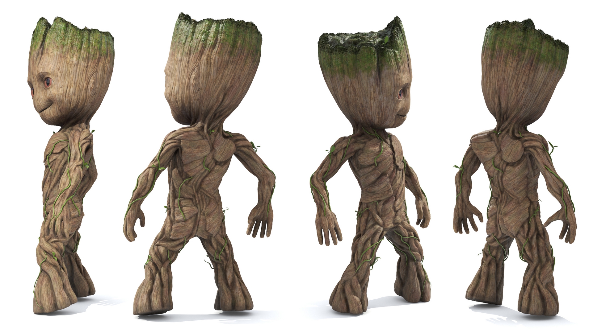 Little Groot Character in Standing Pose 3D model