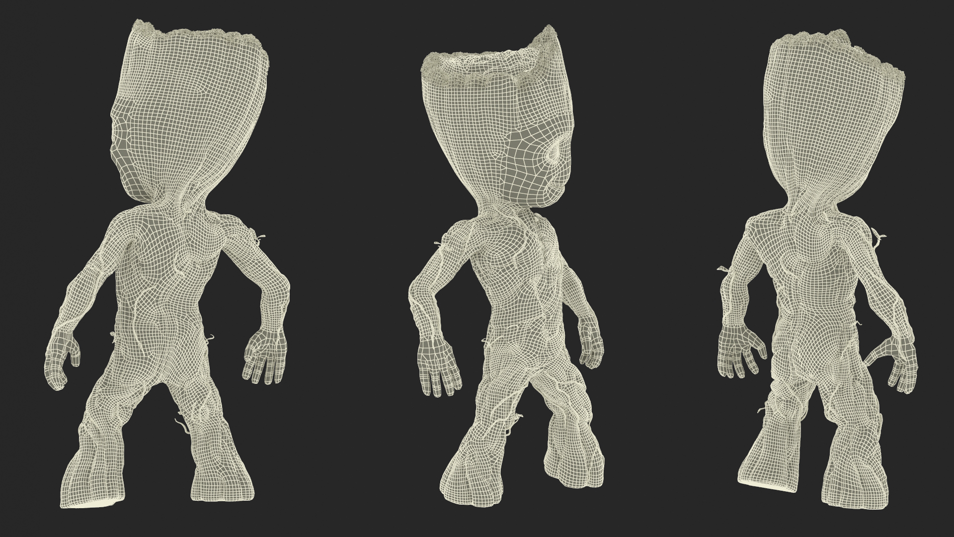 Little Groot Character in Standing Pose 3D model