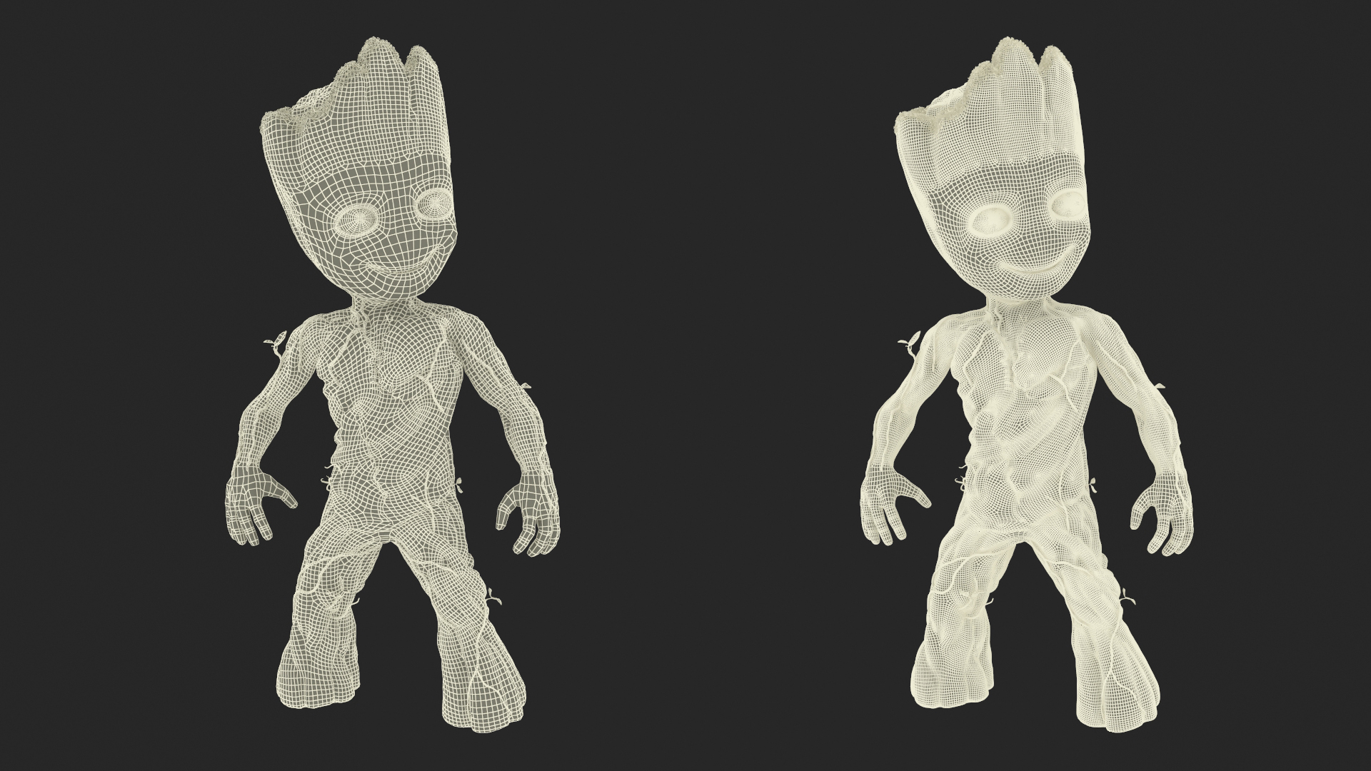 Little Groot Character in Standing Pose 3D model