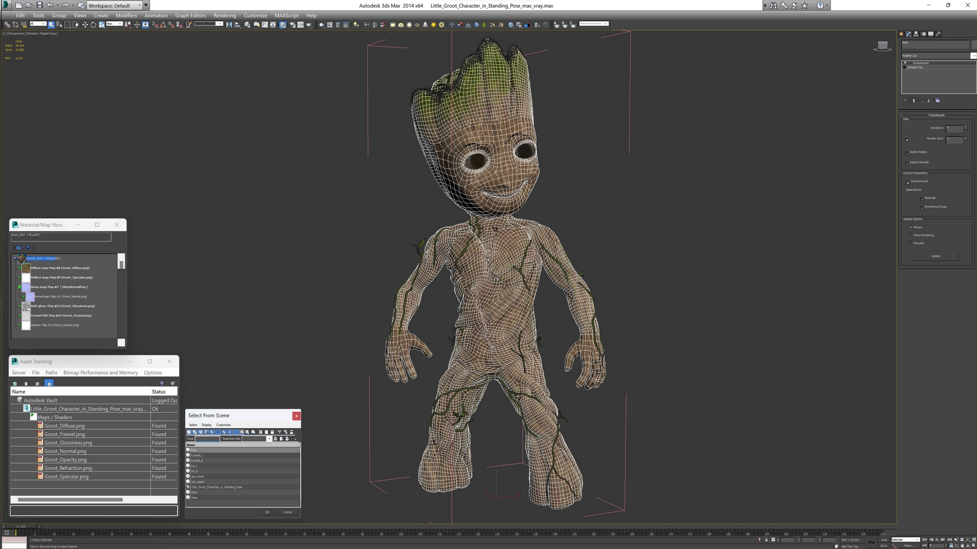 Little Groot Character in Standing Pose 3D model