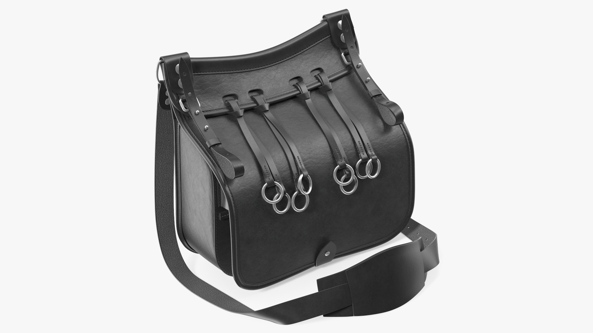Hunting Black Leather Hiking Bag 3D