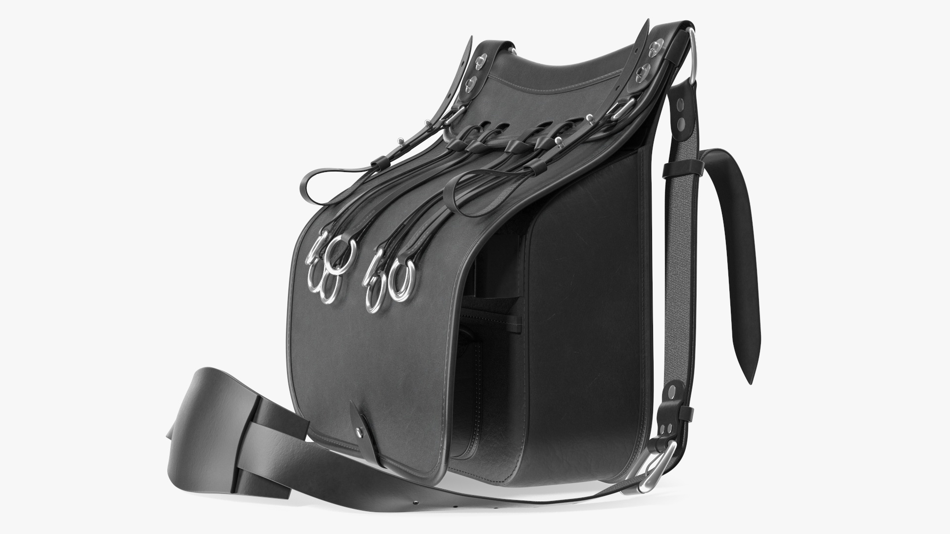 Hunting Black Leather Hiking Bag 3D