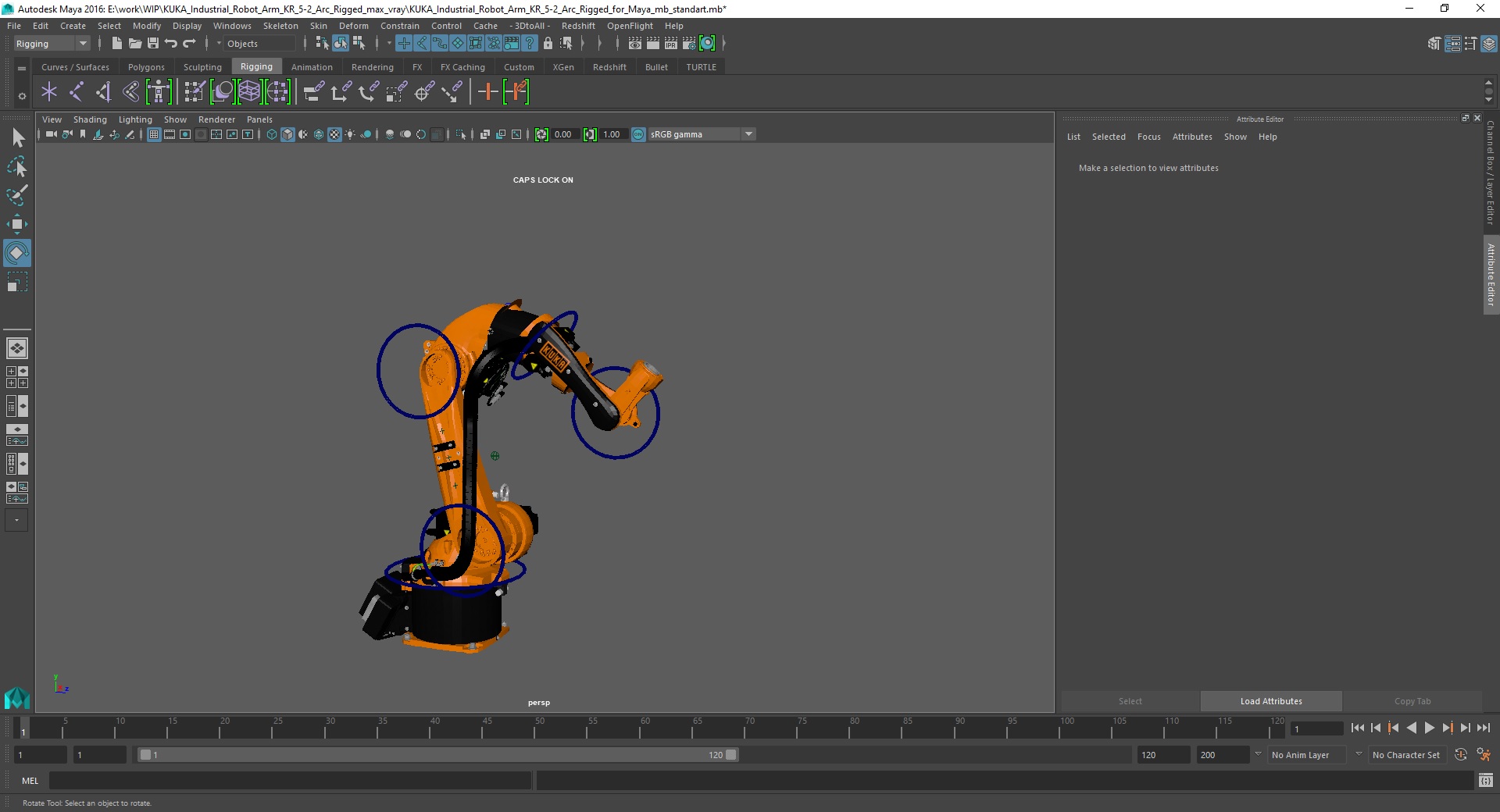 KUKA Industrial Robot Arm KR 5-2 Arc Rigged for Maya 3D
