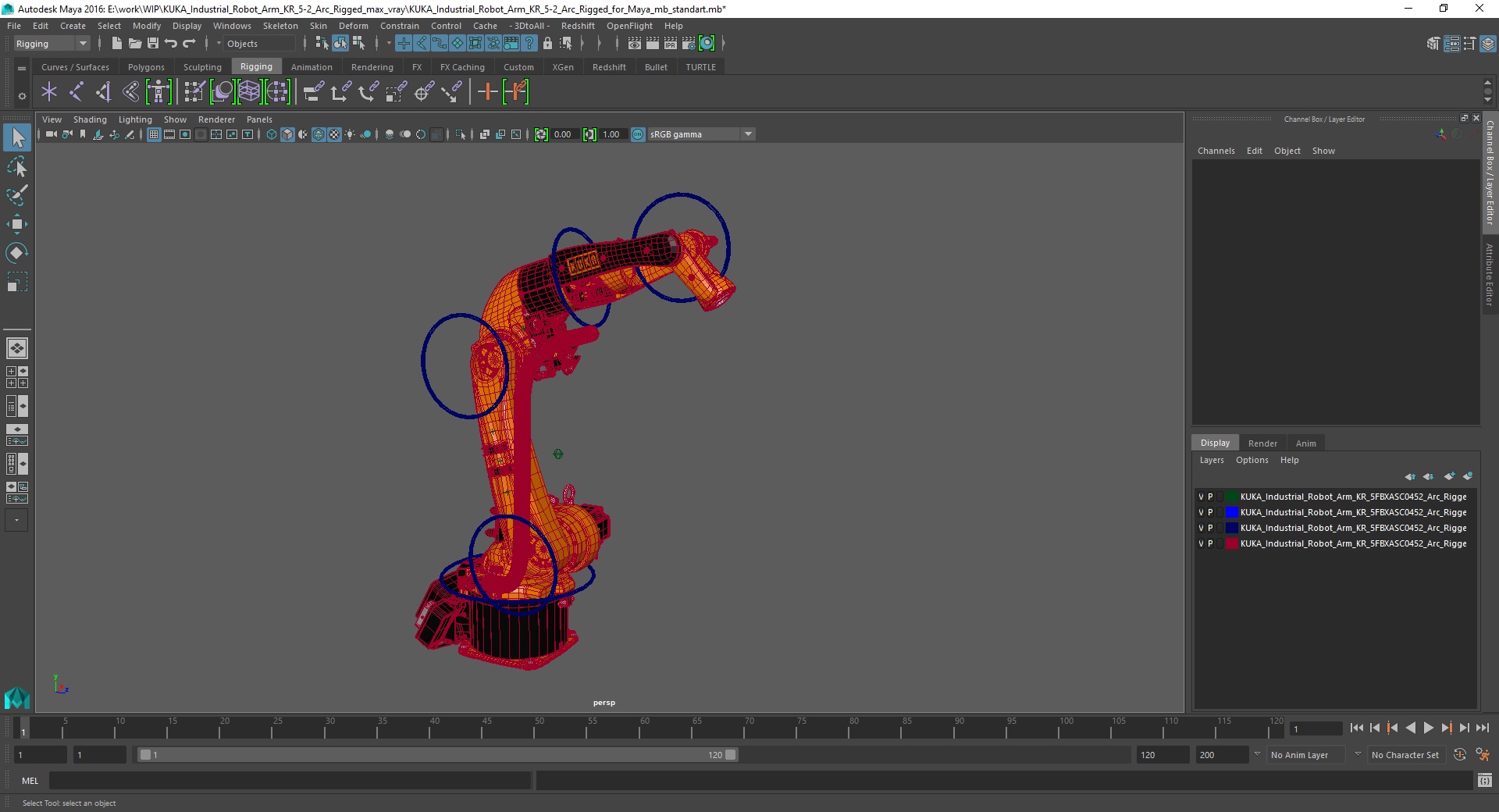 KUKA Industrial Robot Arm KR 5-2 Arc Rigged for Maya 3D