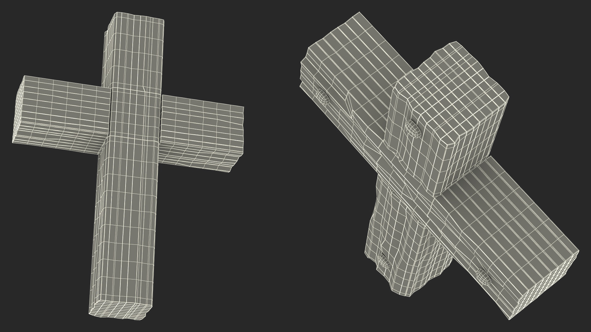 3D Old Wooden Cross