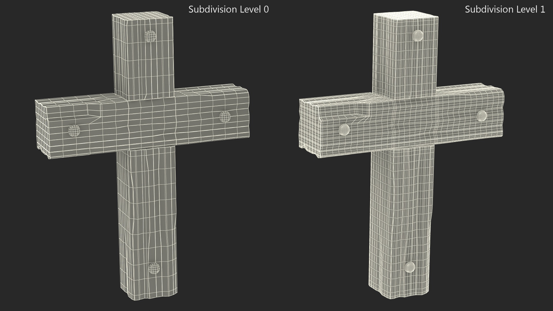 3D Old Wooden Cross