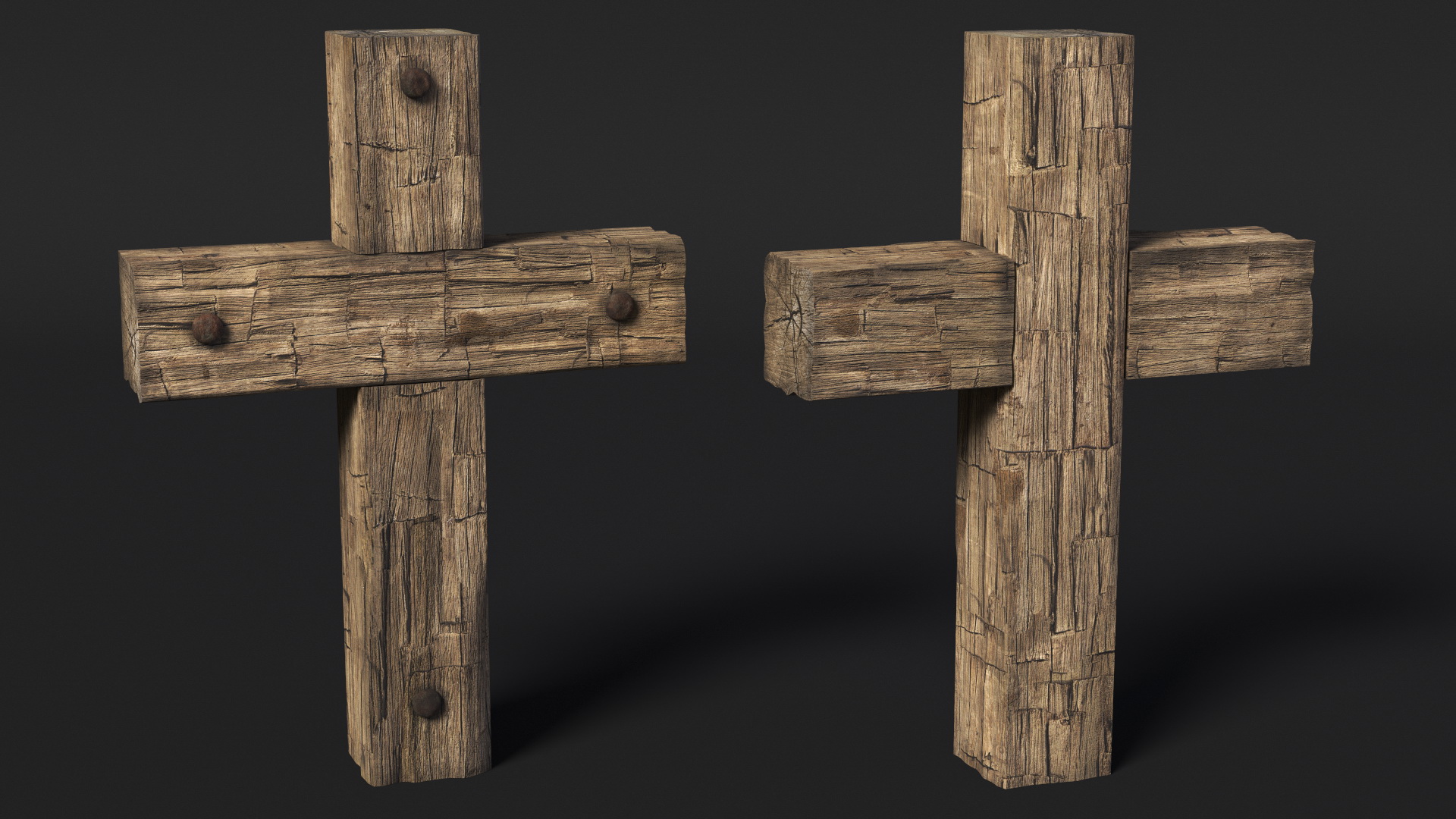3D Old Wooden Cross