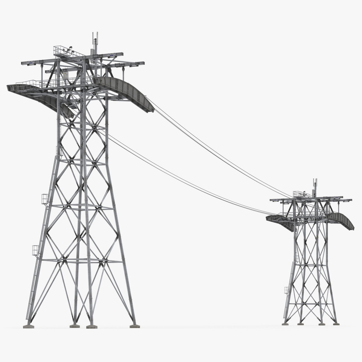 Gondola Lift Towers with Cables 3D Model