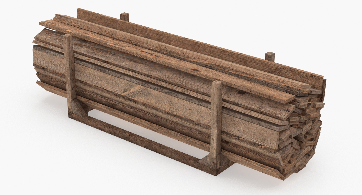 3D model Old Wooded Planks Storage