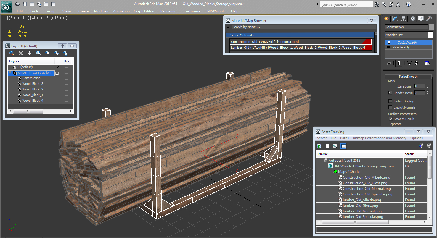 3D model Old Wooded Planks Storage