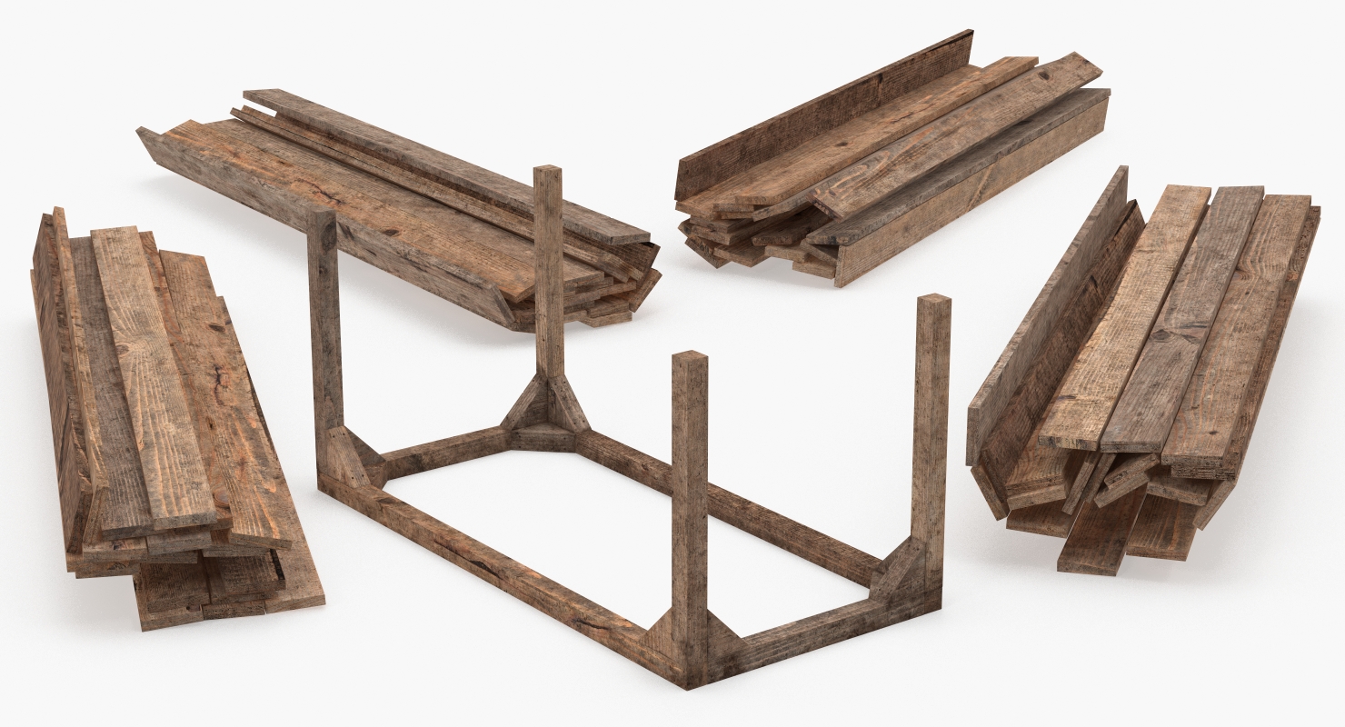 3D model Old Wooded Planks Storage