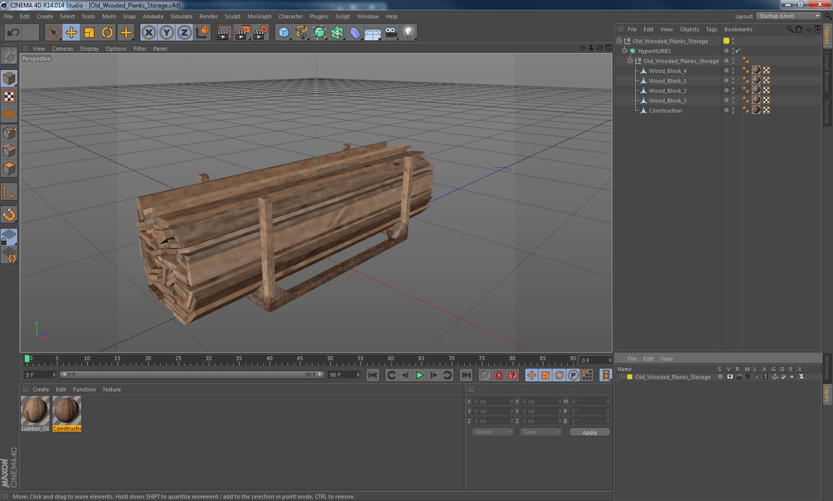 3D model Old Wooded Planks Storage