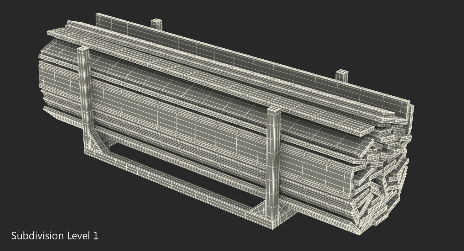 3D model Old Wooded Planks Storage