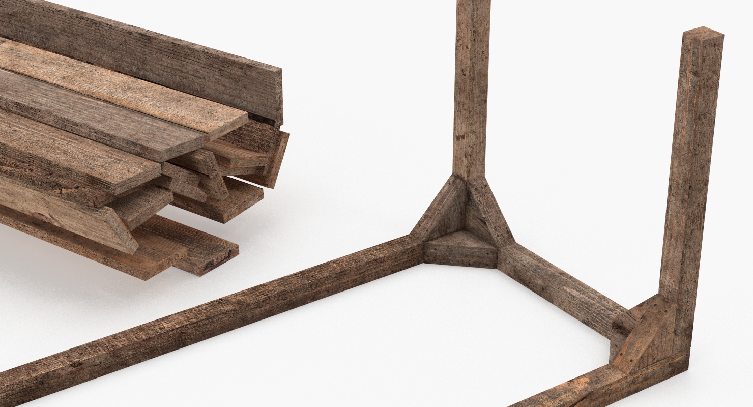 3D model Old Wooded Planks Storage