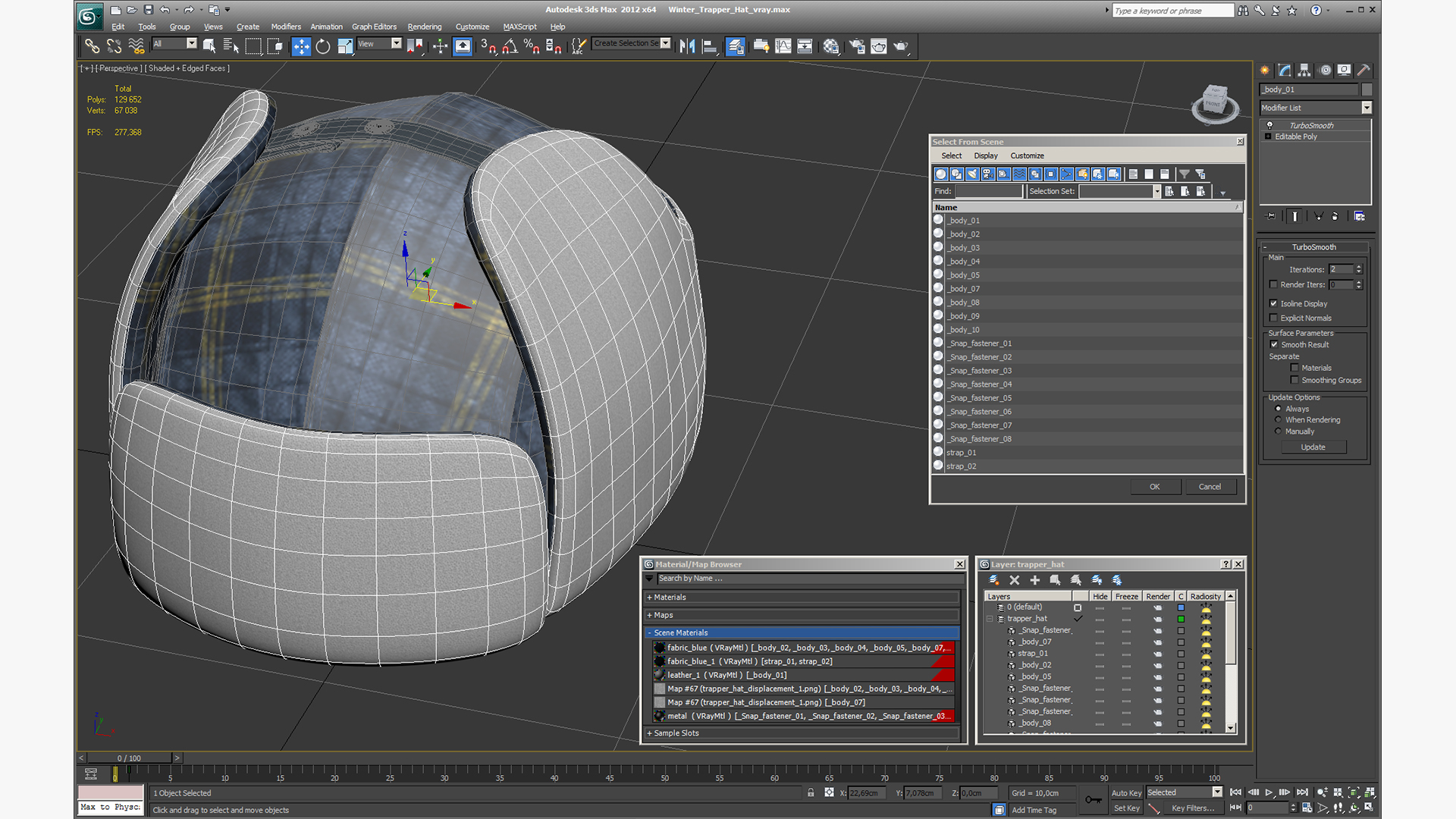 3D Winter Trapper Hat model