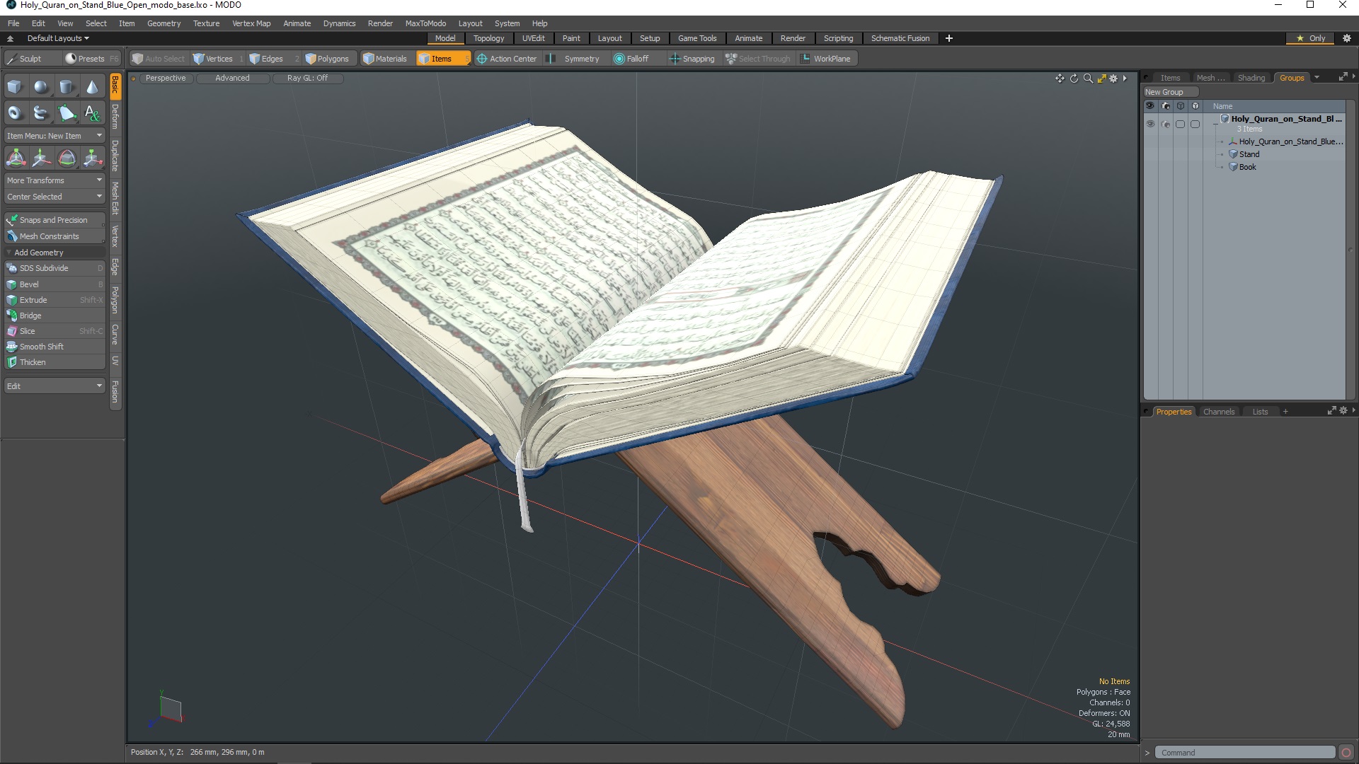 Holy Quran on Stand Blue Open 3D model