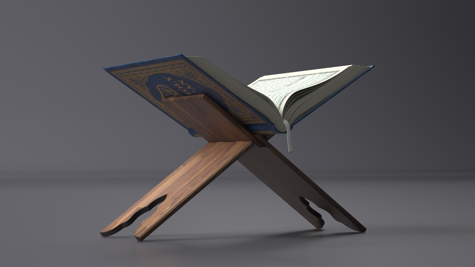 Holy Quran on Stand Blue Open 3D model