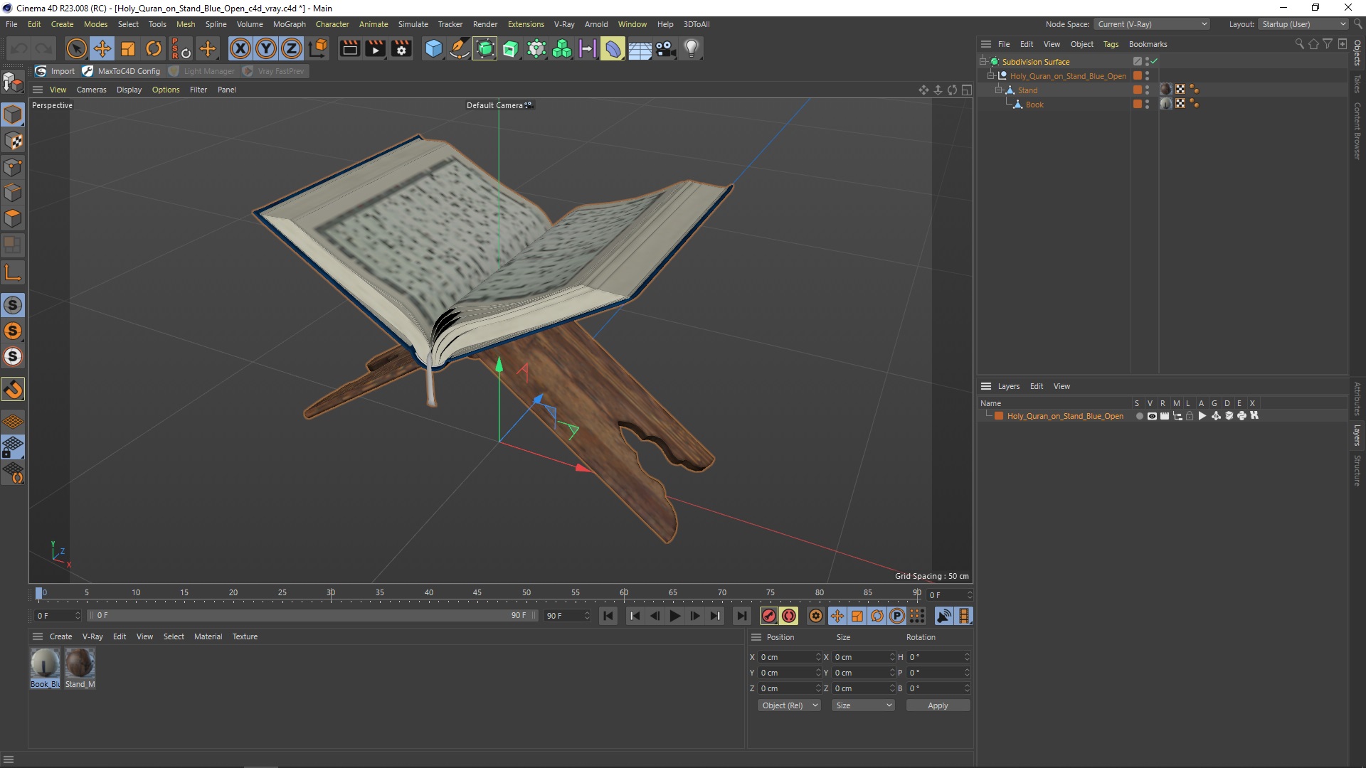 Holy Quran on Stand Blue Open 3D model