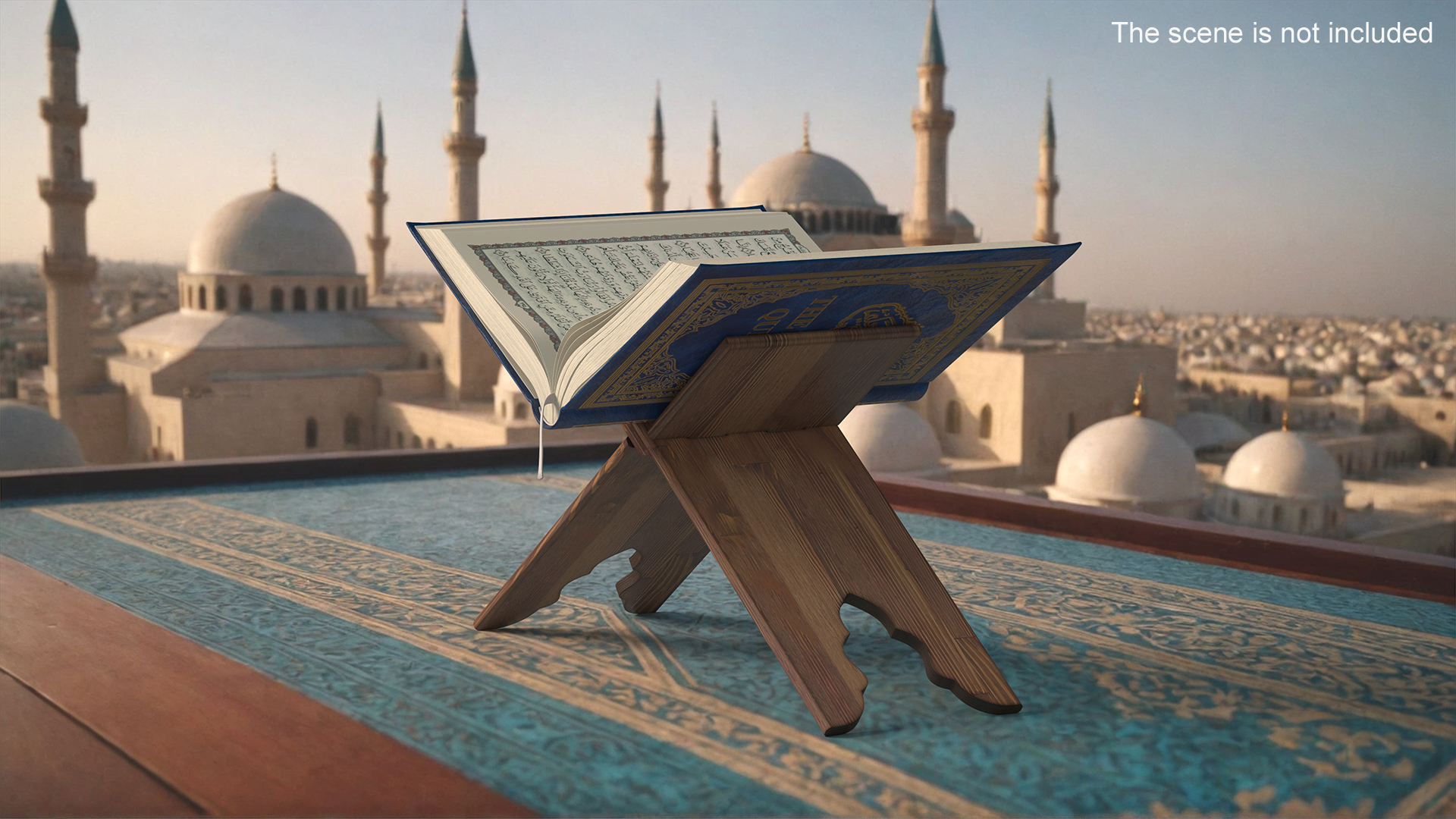 Holy Quran on Stand Blue Open 3D model