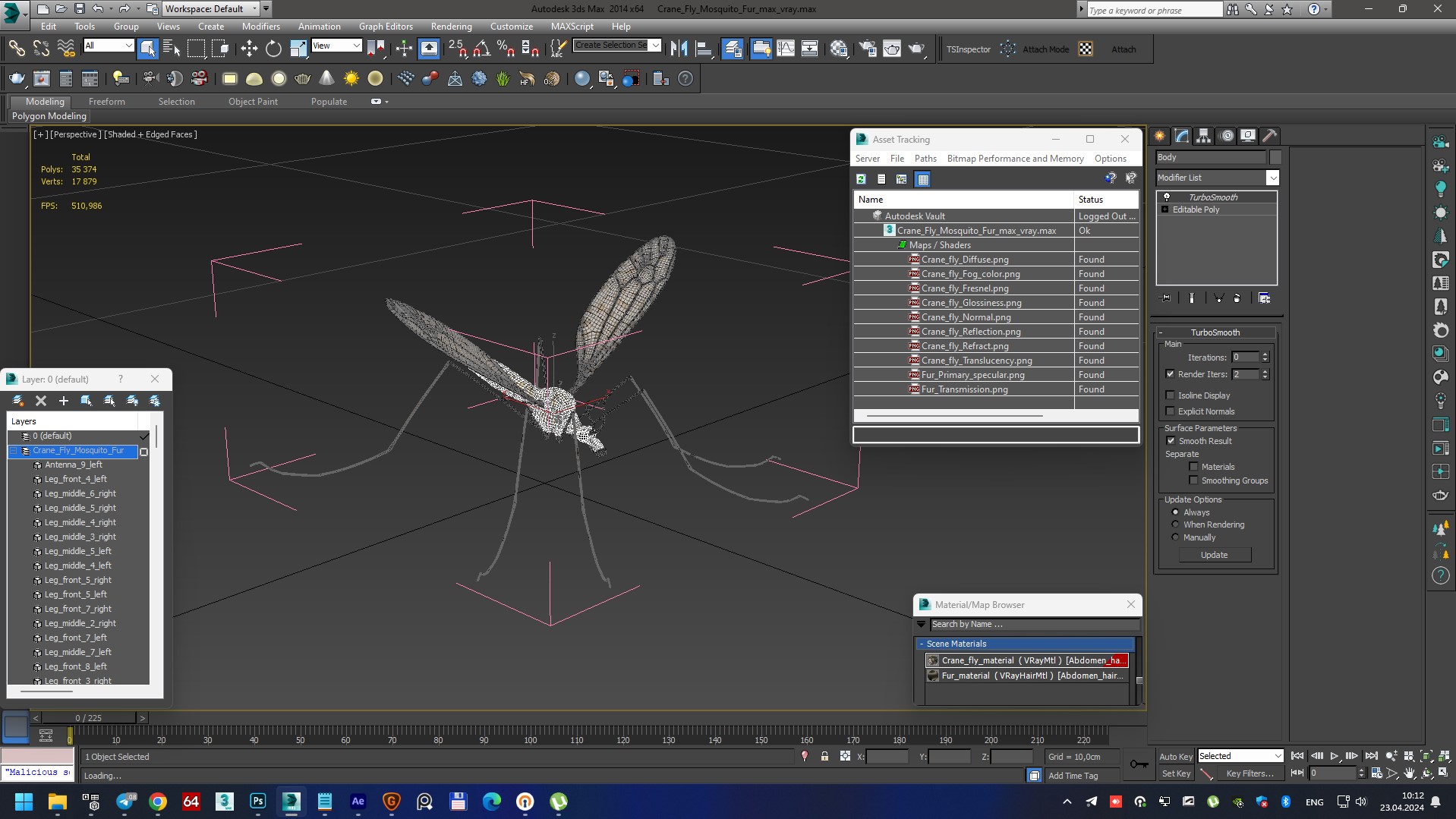 Crane Fly Mosquito Fur 3D