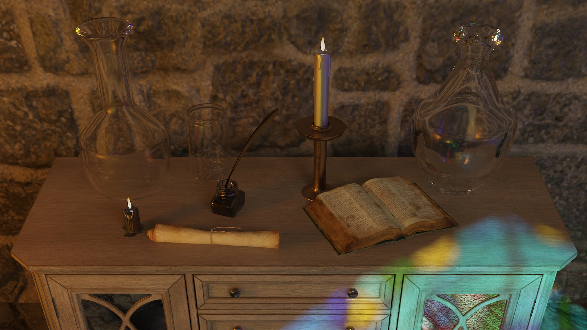 3D Alchemist Working in Laboratory
