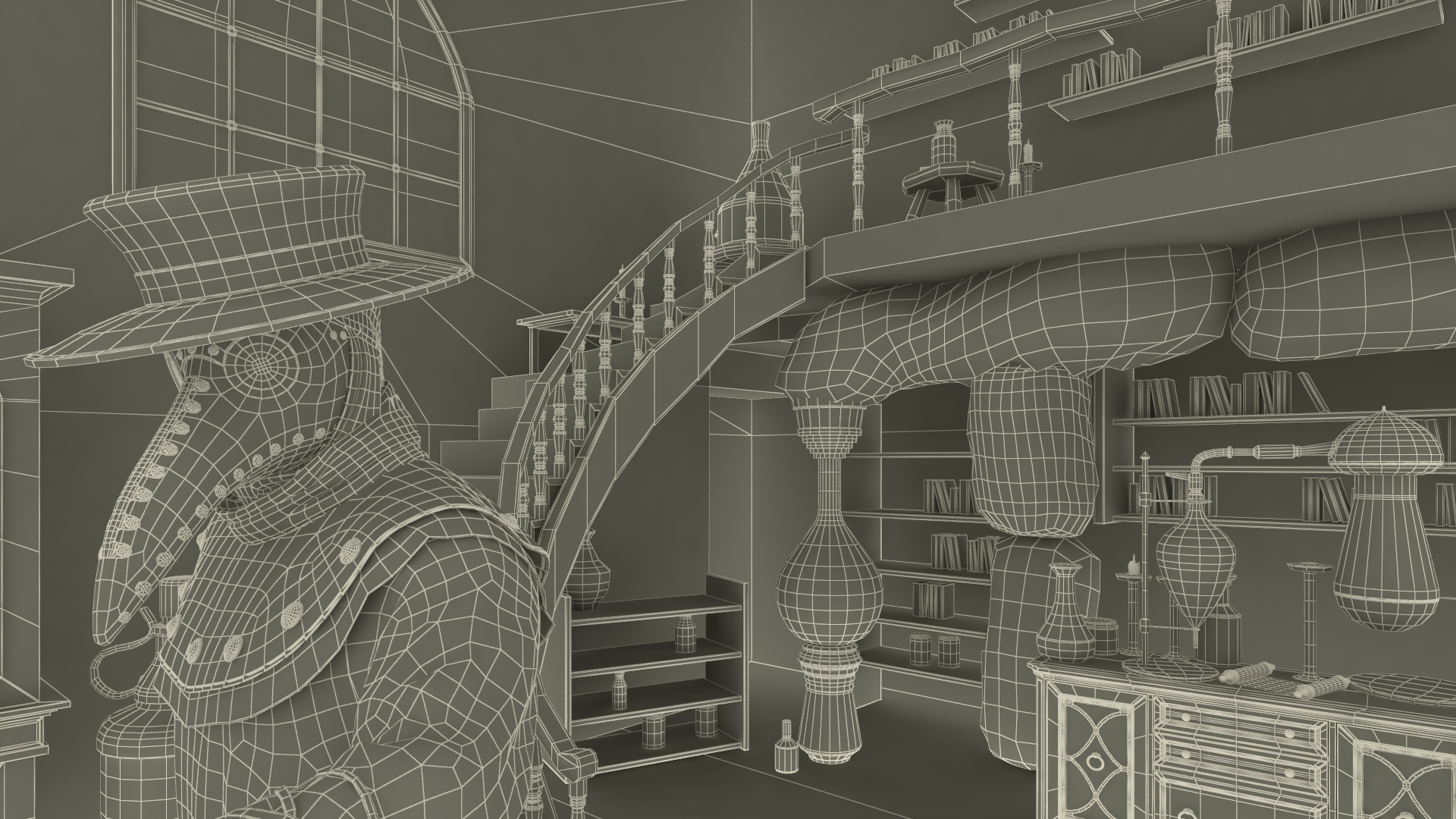 3D Alchemist Working in Laboratory
