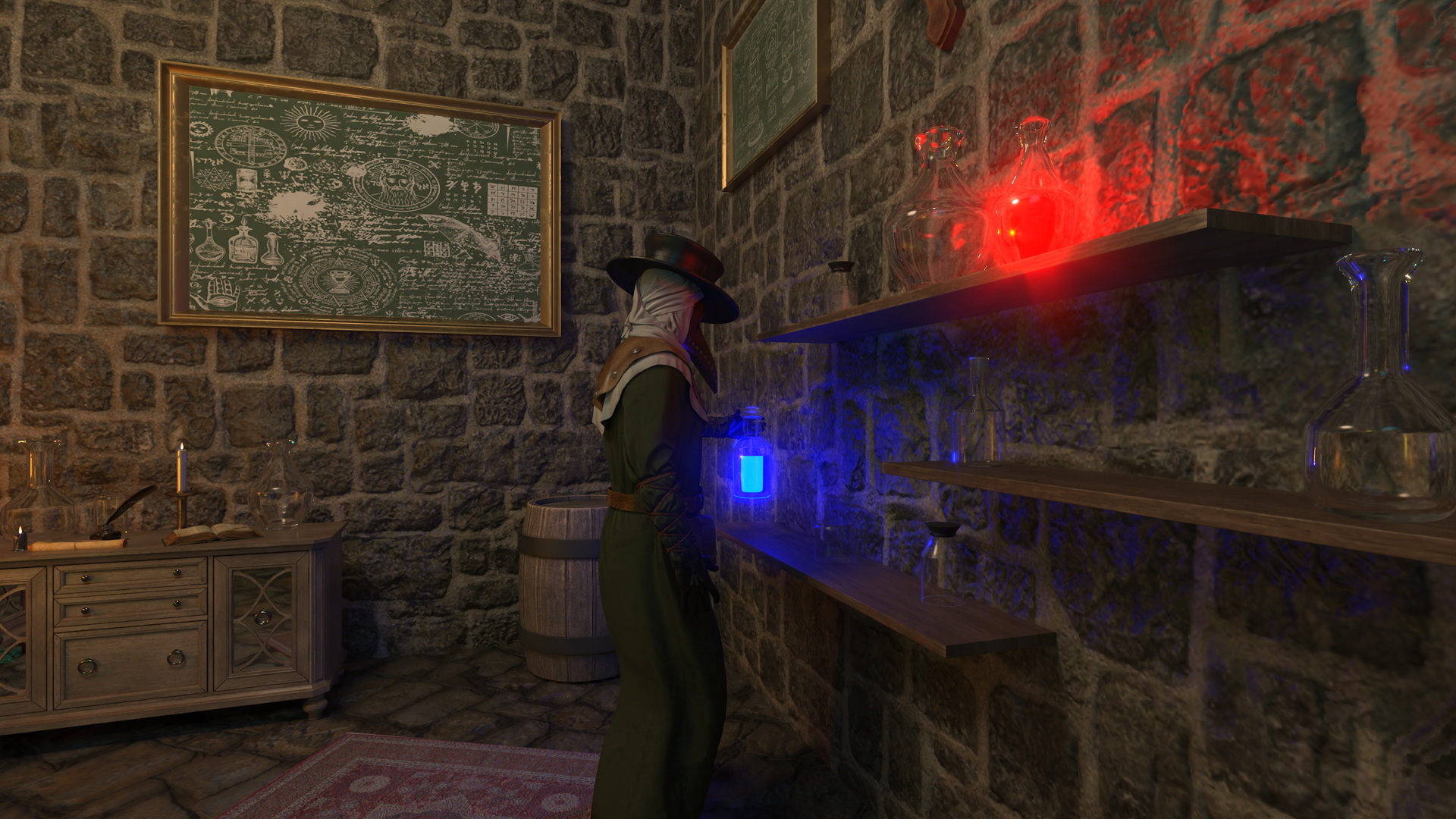 3D Alchemist Working in Laboratory