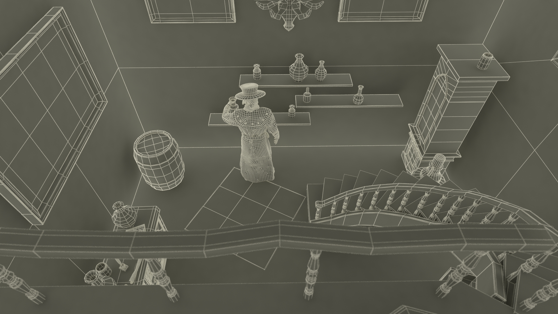 3D Alchemist Working in Laboratory