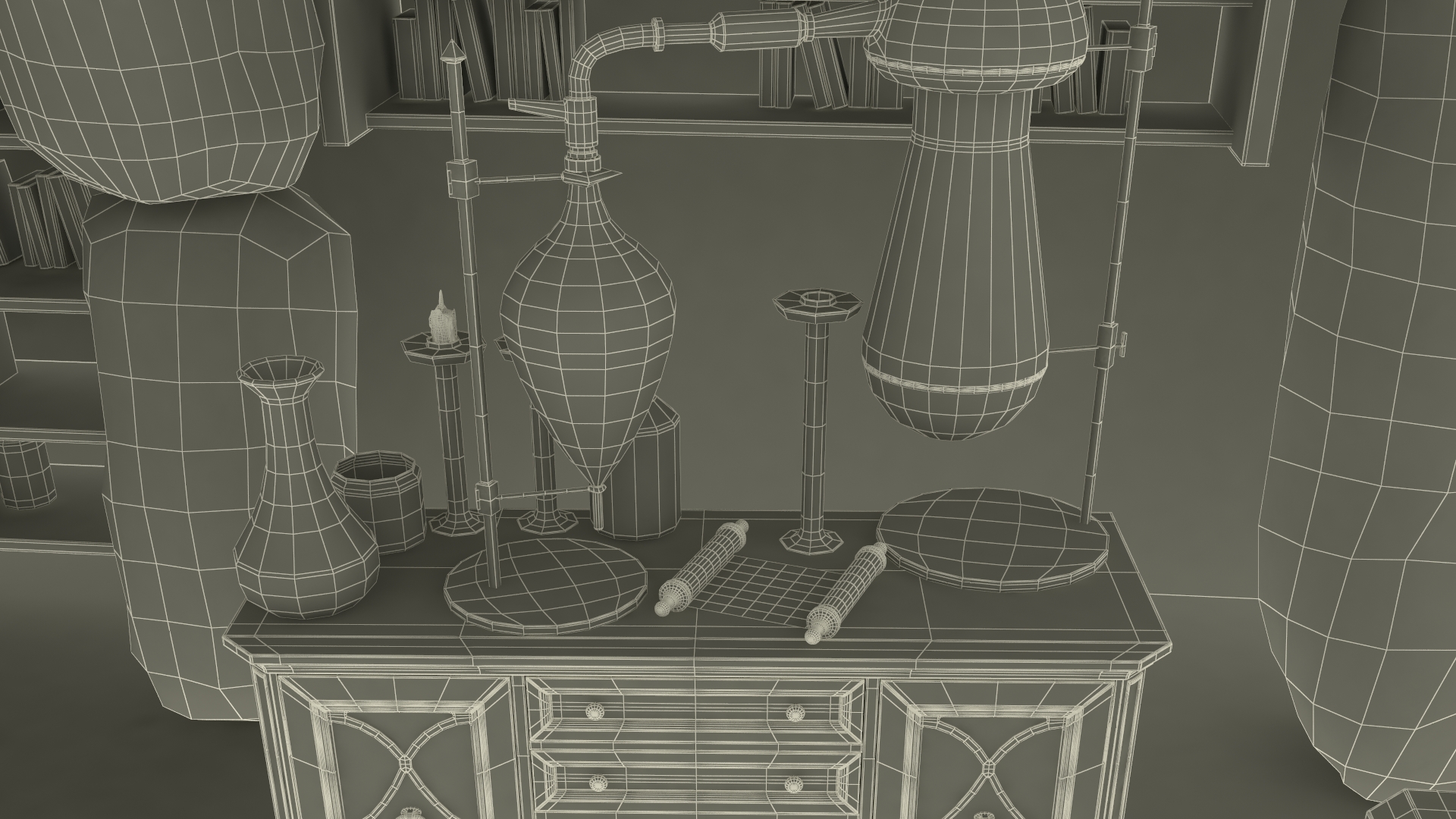 3D Alchemist Working in Laboratory
