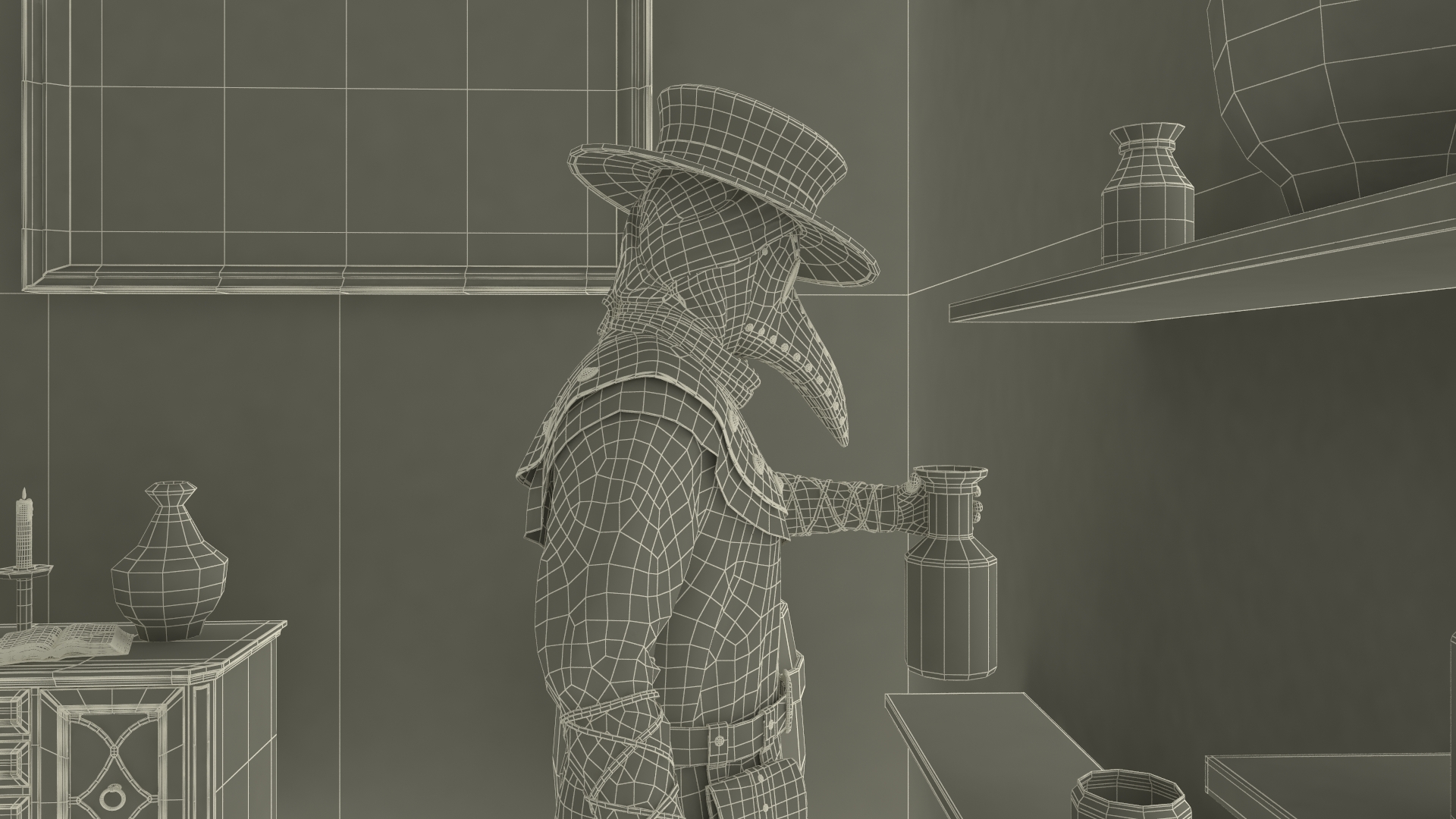 3D Alchemist Working in Laboratory