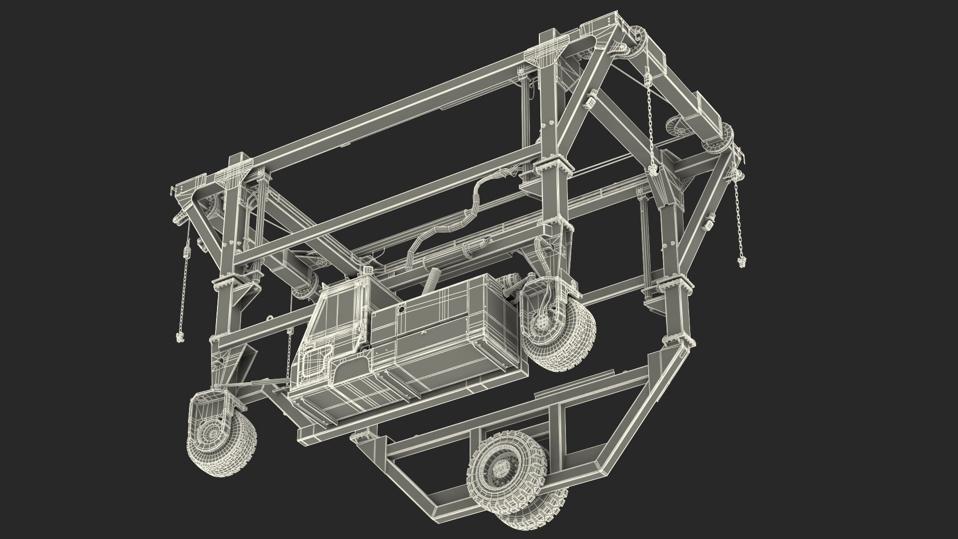 3D Combi-SC Straddle Carrier Dirty Rigged model