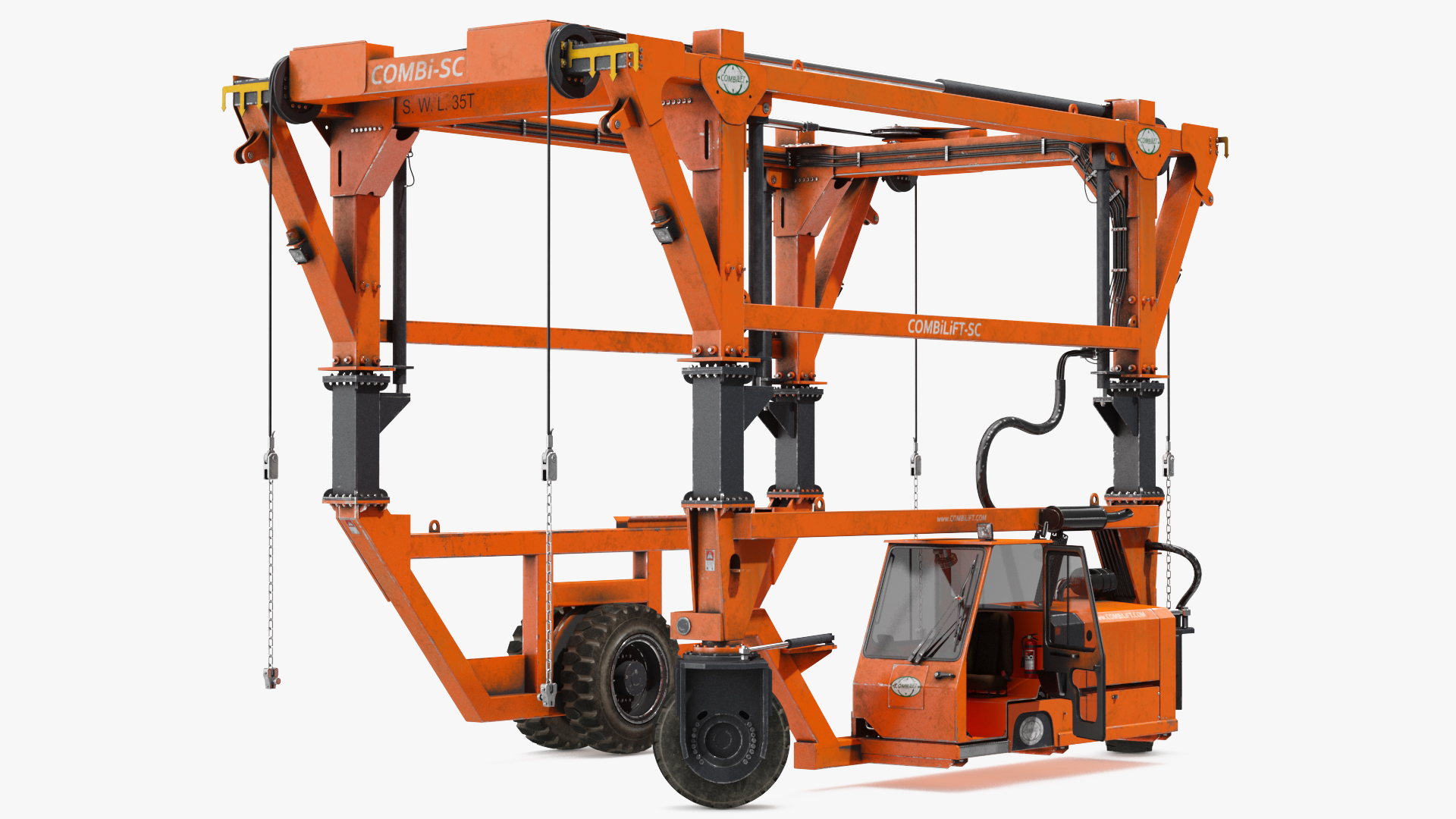 3D Combi-SC Straddle Carrier Dirty Rigged model